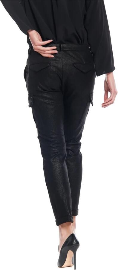 Mason's Chili City Woman Cargo Pants met studs in Lurex Jersey Curvy Black Dames - Foto 3