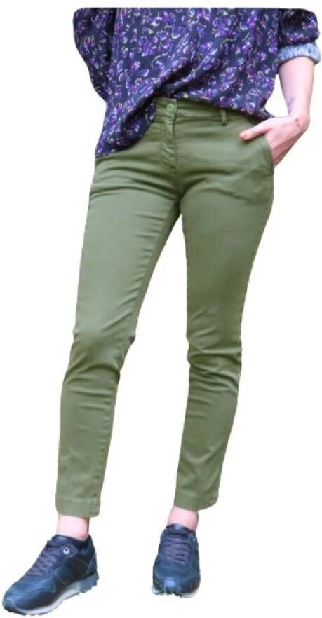 Mason's New York Slim Katoenen Broek Green Dames