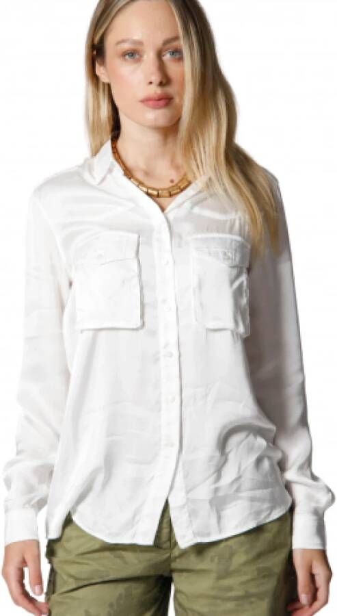 Mason's Viscose Shirt met Borstzakken Safariwest Visb44 161 White Dames