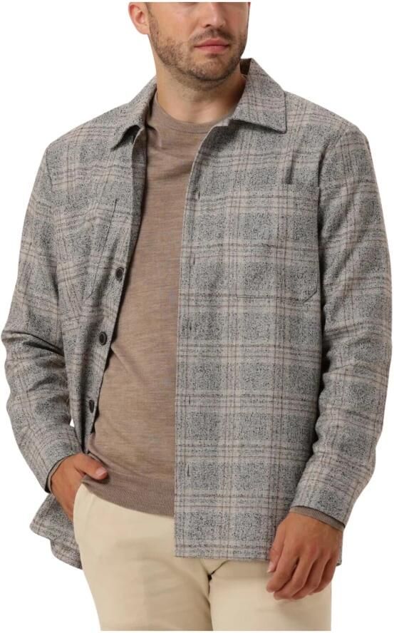 Matinique geruit overshirt MAdamo P met wol taupe - Foto 7