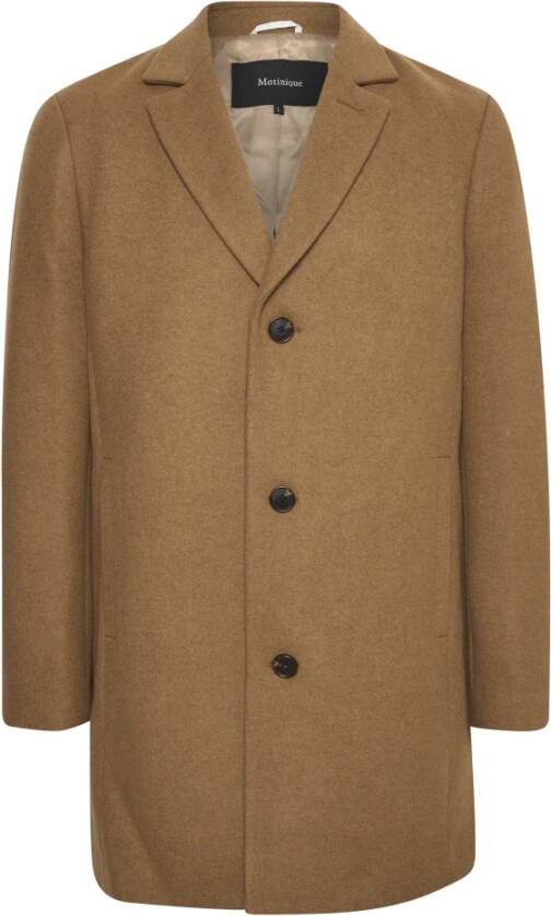 Matinique Lange jas met wol en steekzakken