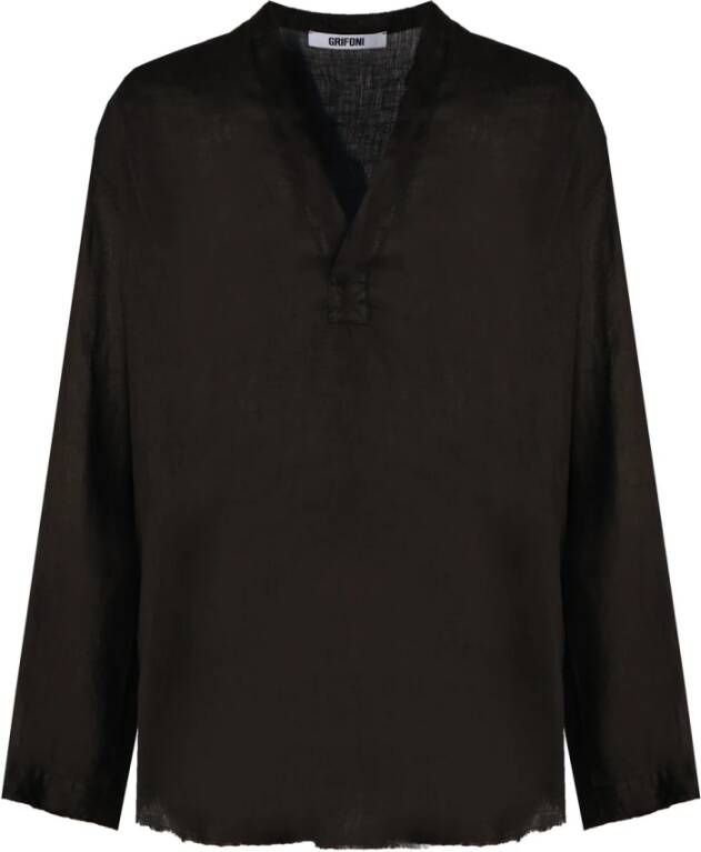 Mauro Grifoni Men s kleding shirts zwarte Ss23 Zwart Heren
