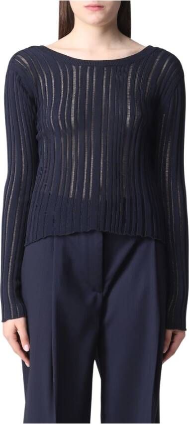 Mauro Grifoni Geribbelde Top met Blote Rug Blue Dames