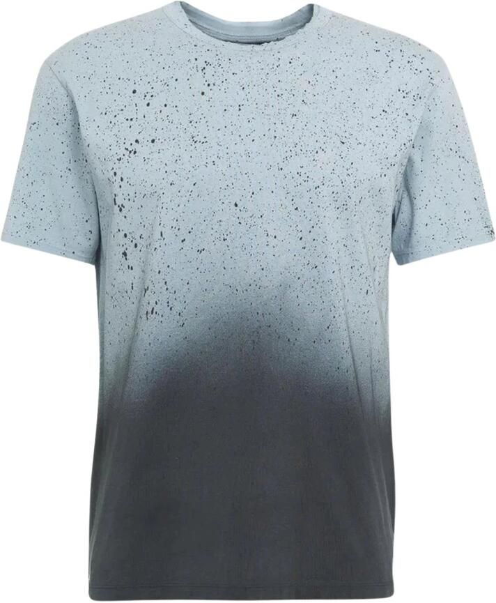 Mauro Grifoni T-shirt met dubbele rand ronde hals en halve mouw met schilderij Blue Heren