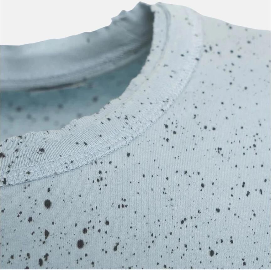 Mauro Grifoni T-shirt met dubbele rand ronde hals en halve mouw met schilderij Blue Heren - Foto 2