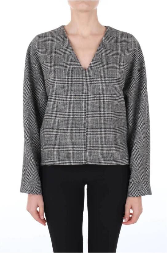 Mauro Grifoni Schotse shirt met v -neck Zwart Dames