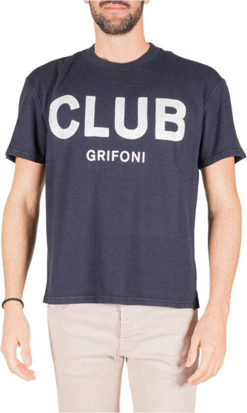 Mauro Grifoni T-shirt wafelclub Blauw Heren