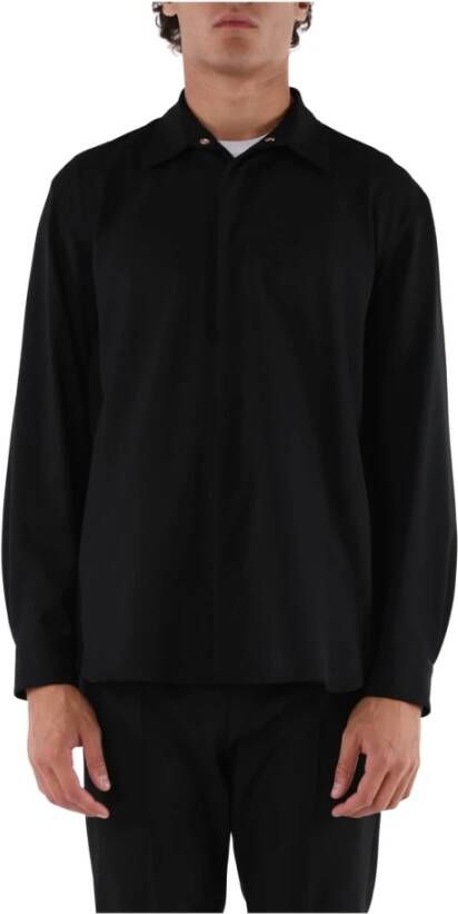Mauro Grifoni Technisch wollen overhemd met verborgen knopen Zwart Heren