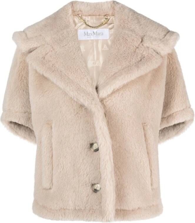 Max Mara Alpaca en Wol Cape Jas Beige Dames