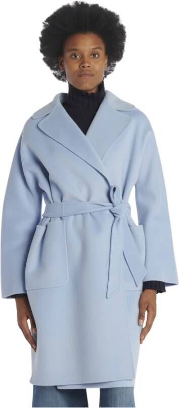 Max Mara Blauwe Wollen Jas met Ochtendjas Blauw Dames