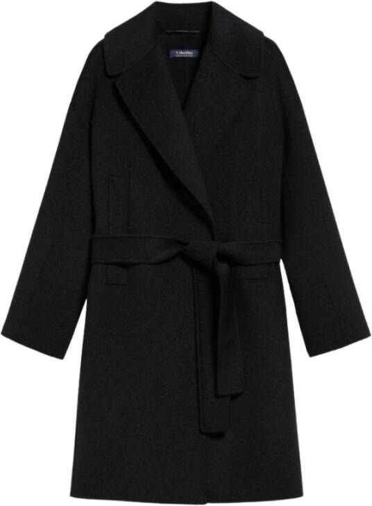 Max Mara Donkergrijze Wollen Jas Eolo Black Dames