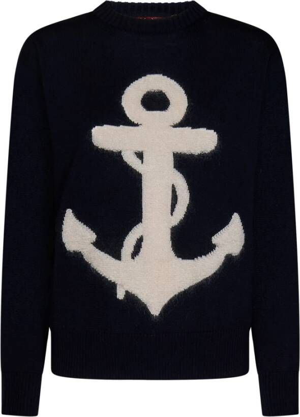 Max Mara Blauwe Gebreide Trui met Ankerdetail Blauw Dames