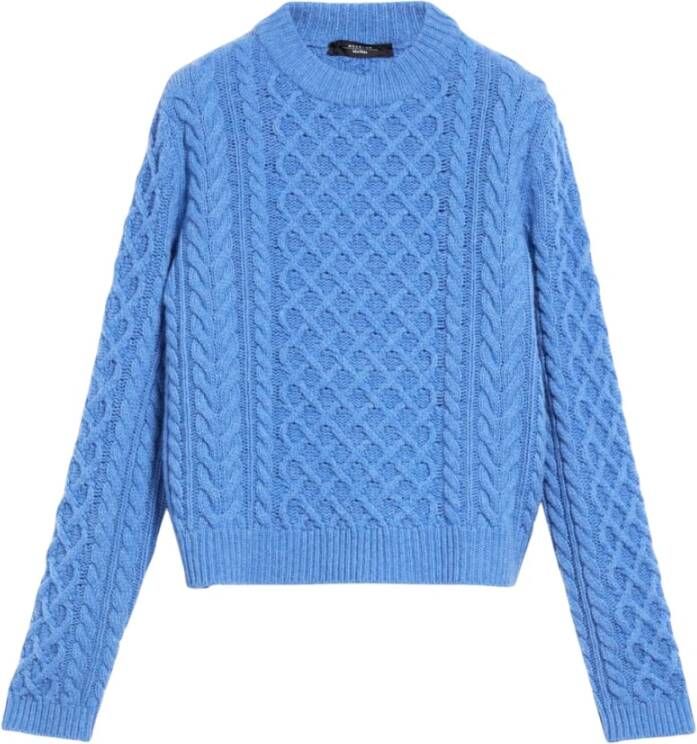 Max Mara Blauwe Gebreide Trui met Geborduurd Diamantpatroon Blauw Dames