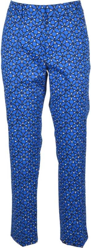 Max Mara Blauwe Katoenen Rechte Broek Blauw Dames