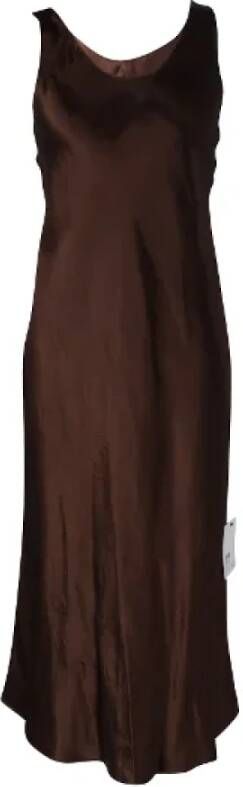Max Mara Bruine Acetaat Mouwloze Midi Jurk Bruin Dames