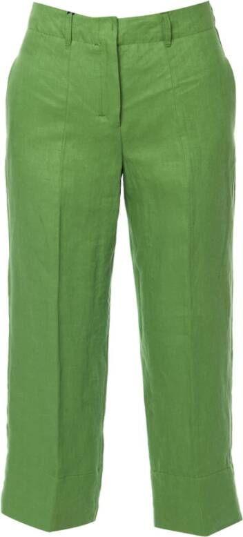 Max Mara Groene Linnen Wijde Broek Green Dames