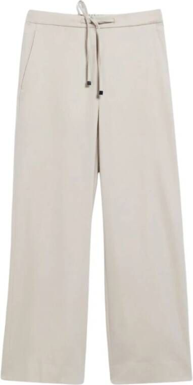 Max Mara Floria Wolflanel Elastische Taille Broek Beige Dames