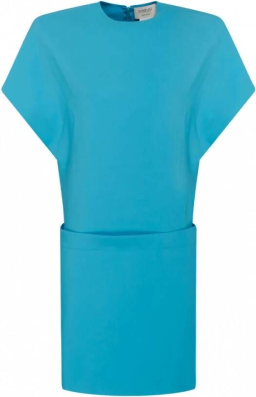 SPORTMAX Turquoise Gewatteerde Mini Jurk Kimono Stijl Blue Dames