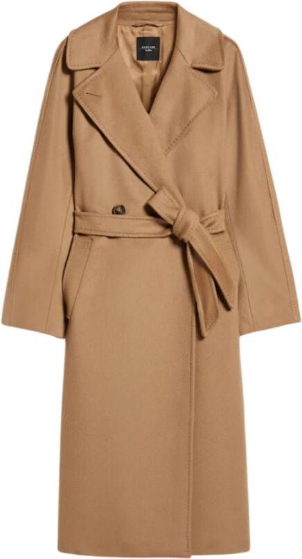 Max Mara Dubbelbreasted wollen jas met op maat gemaakte details Bruin Dames