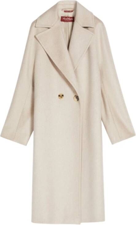 Max Mara Dubbelrijige Cocoonjas Beige Dames