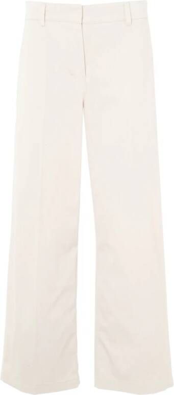 Max Mara Ecru Wijde Pijp Katoenen Broek Beige Dames