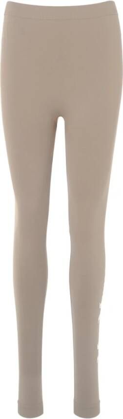 Max Mara Elegante Ecru Leggings met Zijlogo Beige Dames