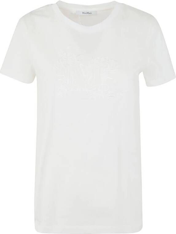 Max Mara Elegante Geborduurde T-Shirt White Dames