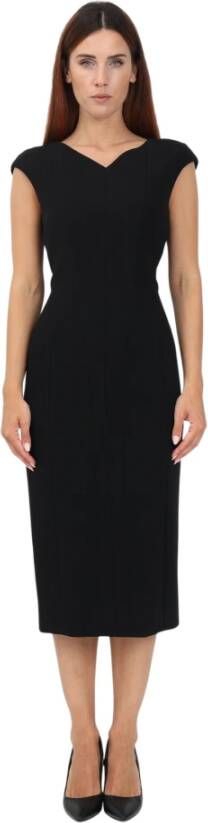 Max Mara Elegante Zwarte Midi Jurk Zwart Dames