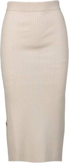 Max Mara Geribbelde Midi Rok Beige Dames