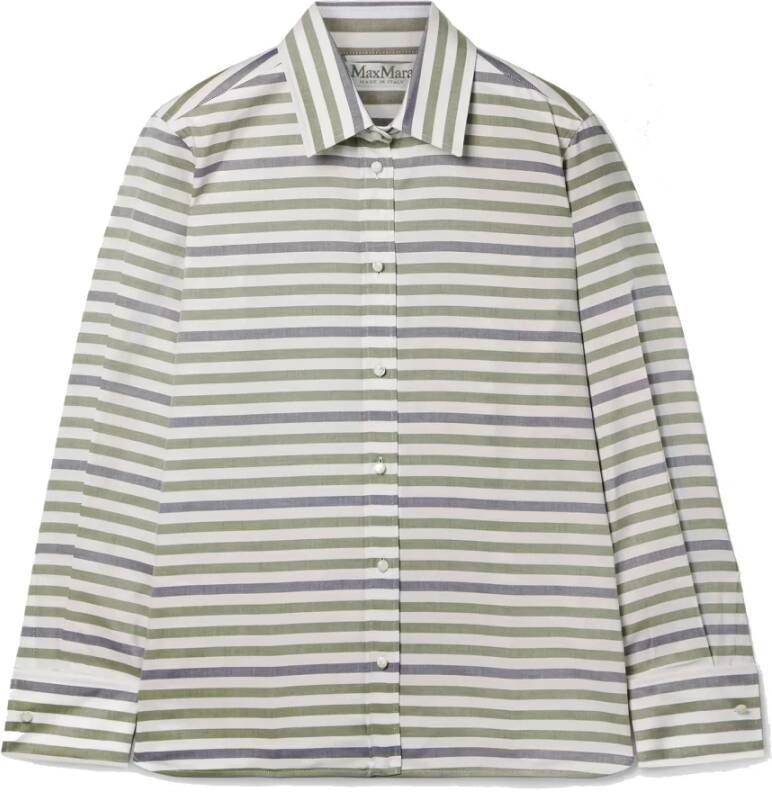 Max Mara Gestreept Oxford Overhemd Groen Dames