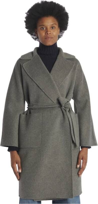 Max Mara Grijze Wollen Jas met Ochtendjas Grijs Dames