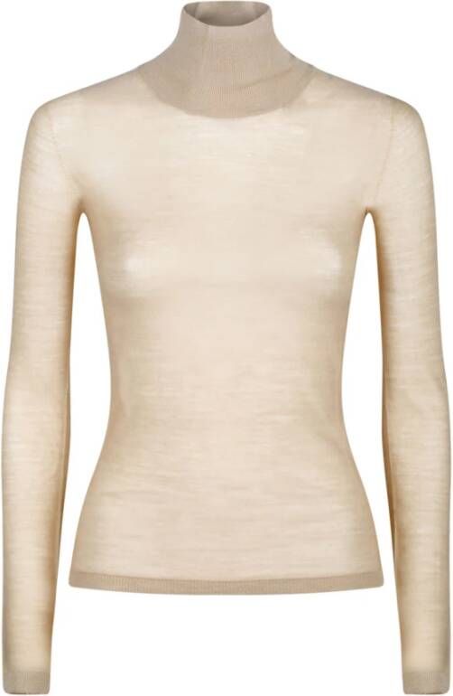 Max Mara Honey Yellow Wool Gauze Turtleneck Sweater Geel Dames
