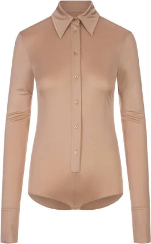 Max Mara Lichtroze shirt bodysuit met klassieke kraag Beige Dames