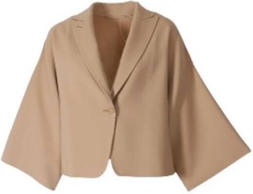 Max Mara Kameel Wol Cape Jas Bruin Dames