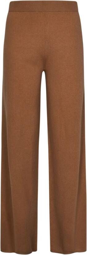 Max Mara Beige Geribbelde Wijde Pijp Broek Beige Dames