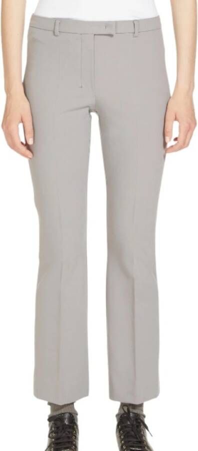 Max Mara Katoenen en viscose stretchbroek met geplooide pijp en licht uitlopende zoom Grijs Dames