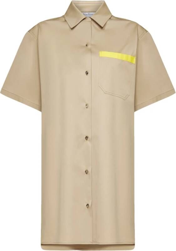 Max Mara Klassiek korte mouwen katoenen overhemd Beige Dames