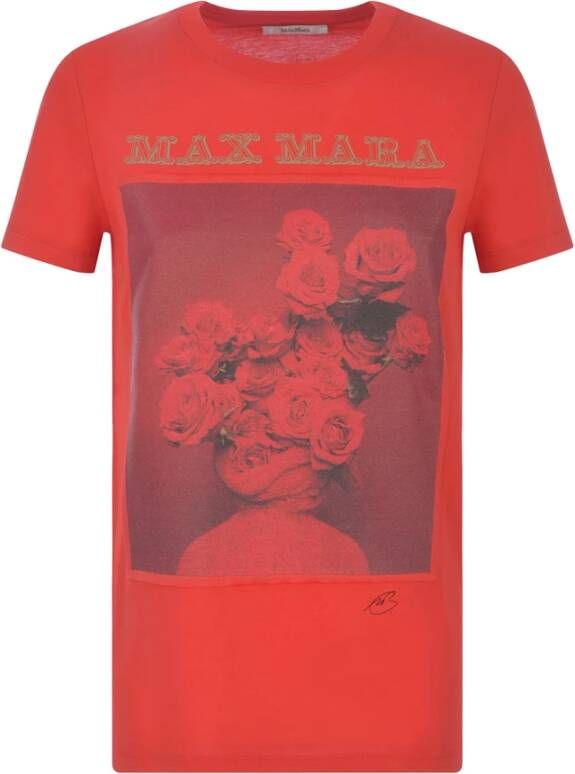 Max Mara Rode Rozen Grafisch T-Shirt Red Dames