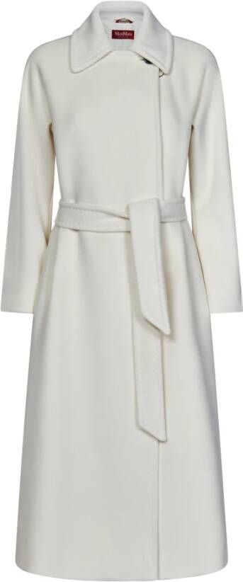 Max Mara Lange mantel van natuurlijke kleur met kimonomouwen Wit Dames