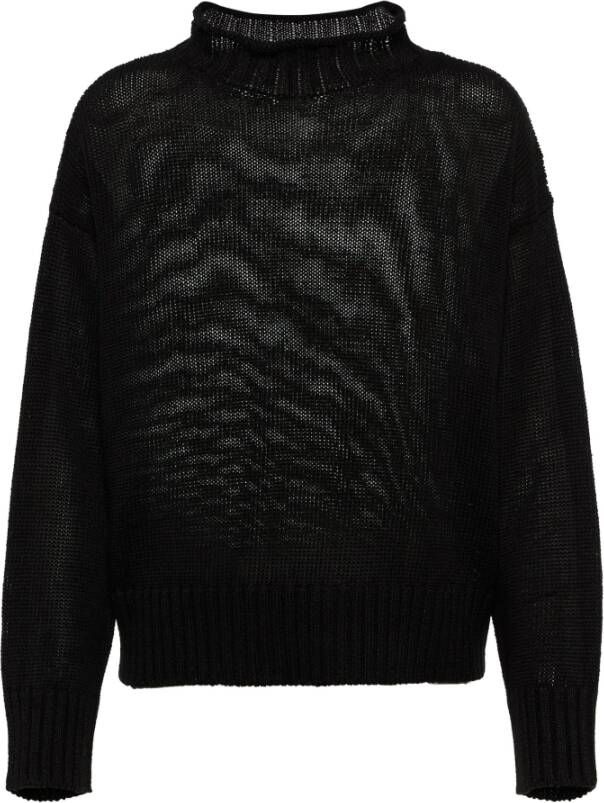 Max Mara Linnen Coltrui Sweatshirt Zwart Dames