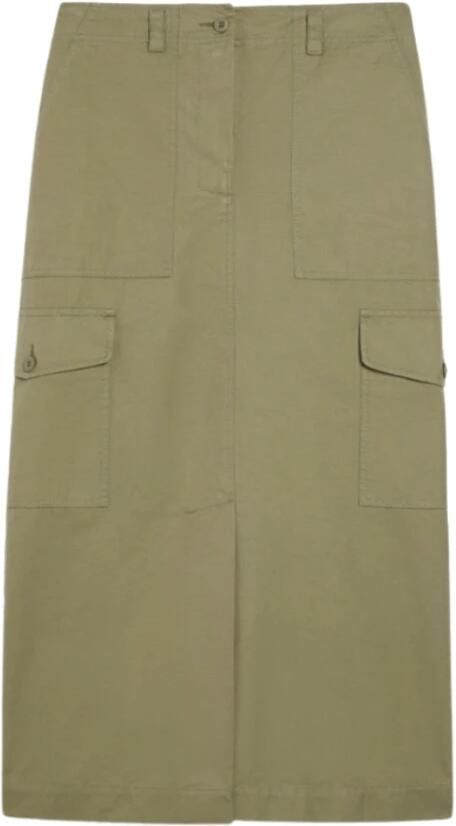 Max Mara Canvas Katoen Calais Rok Salie Green Dames
