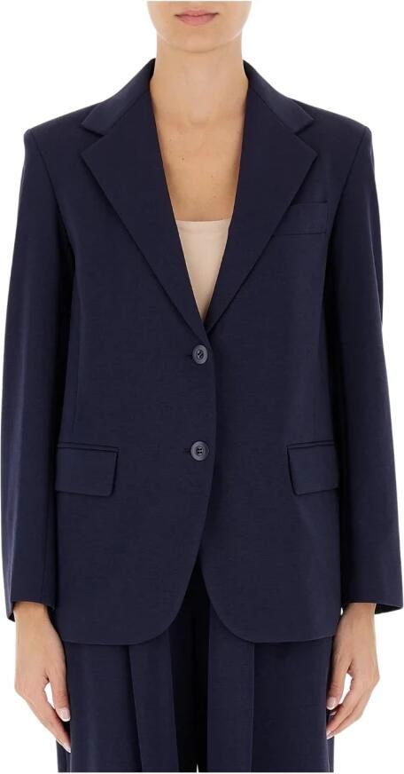 Max Mara Weekend Blauwe Jersey Blazer met Mannelijke Inspiratie Blue Dames - Foto 2