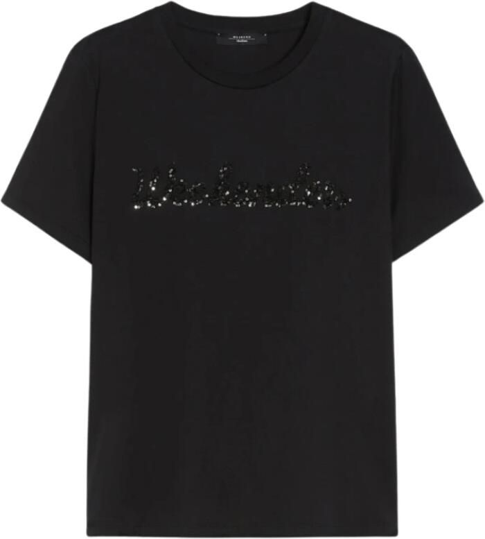 Max Mara Katoenen Jersey T-shirt Vello Zwart Black Dames