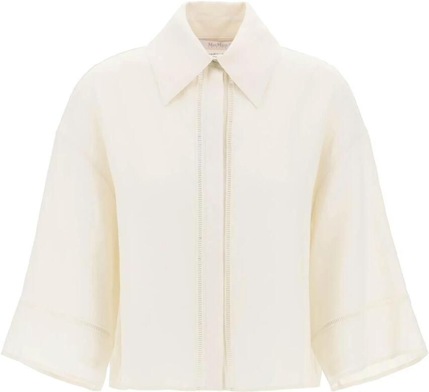 MaxMara Leisure Linnen blouse met platte kraag model 'ROBINIA' - Foto 5