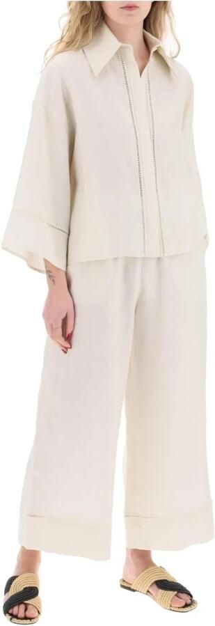 MaxMara Leisure Linnen blouse met platte kraag model 'ROBINIA' - Foto 4