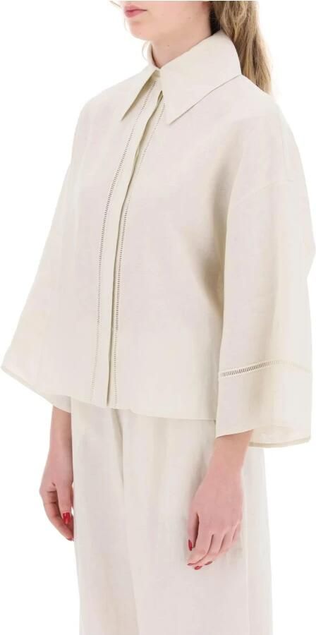 MaxMara Leisure Linnen blouse met platte kraag model 'ROBINIA' - Foto 3