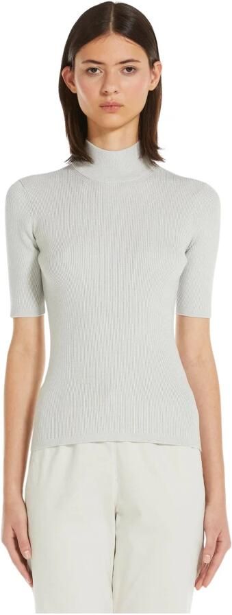 Max Mara Slim Fit Viscose Lurex Sweater Gray Dames