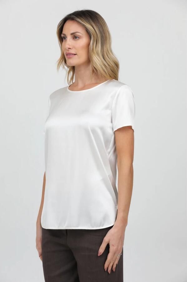 Max Mara Zijden Stretch T-shirt White Dames - Foto 2