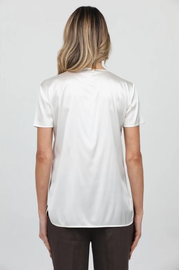 Max Mara Zijden Stretch T-shirt White Dames - Foto 3