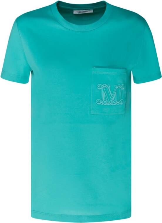 Max Mara Mintgroen katoenen T-shirt met borstzakje Groen Dames